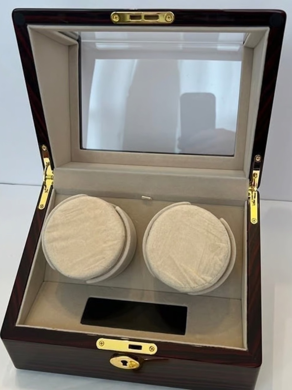 Chiyoda Automatic Dual Slots Watch Winder Box Piano Wood Digital Touch Display